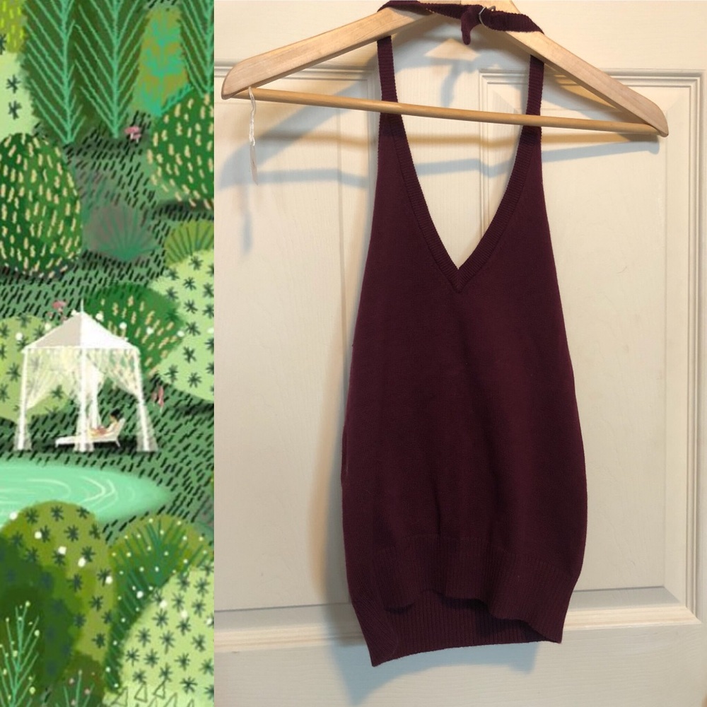 J. Crew Burgundy Halter Top Sweater jcrew knit
